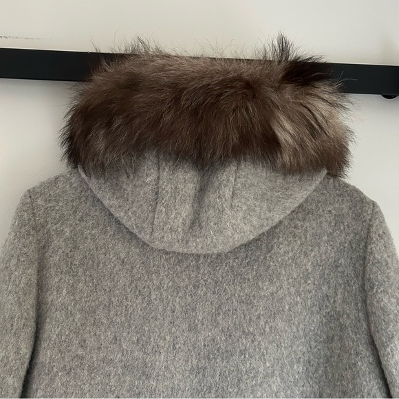 Vintage Inuit Grey Wool Brown Fur Hood Wool Coat Parka Size 10 Large - Picture 13 of 15